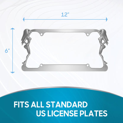 BDK Die-Cast Stainless Metal License Plate Frame/Holder Universal Size - Blank Metal Design (Pack of 2)
