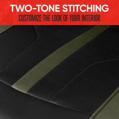 Motor Trend Green Cloth Car Seat Covers for Front Seats - Premium Automotive Bucket Seat Covers, Made for Vehicles with Removable Headrests