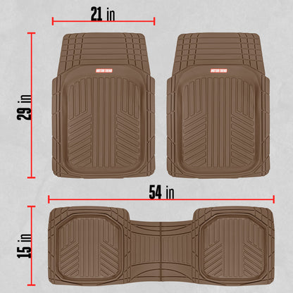 MotorTrend 3-Piece FlexTough Plus Deep Dish Line Grooves Front Floor Mats and Rear Floor Mat - Heavy Duty, All Weather, Trim to Fit