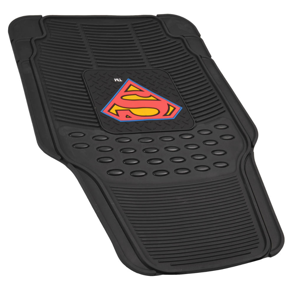 BDK Armored Super Hero Car Floor Mats - Officially Licensed DC Comics - All Weather Heavy Duty Auto Interior Liners for Car Truck Van SUV
