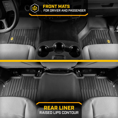 CAT 3-Piece JustFit 3D Front Floor Mats and Rear Floor Mats for Dodge Ram 1500 Crew Cab 2009-2018, Dodge Ram 2500/3500 Crew Cab 2010-2018, Dodge