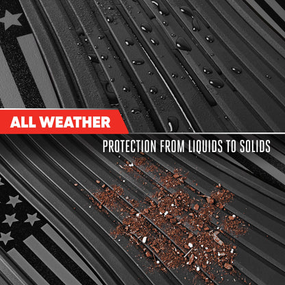 Motor Trend Flag Floor Mats Full Set - Durable Black Rubber Car Floor Mats for Trucks Cars SUV with Two Tone Accent, All Weather Interior