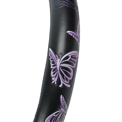 BDK 12-Piece Butterfly Front Seat Covers, Rear Seat Covers, Seat Belt Pads, and Steering Wheel Cover (Fits 14.5" - 15.5")