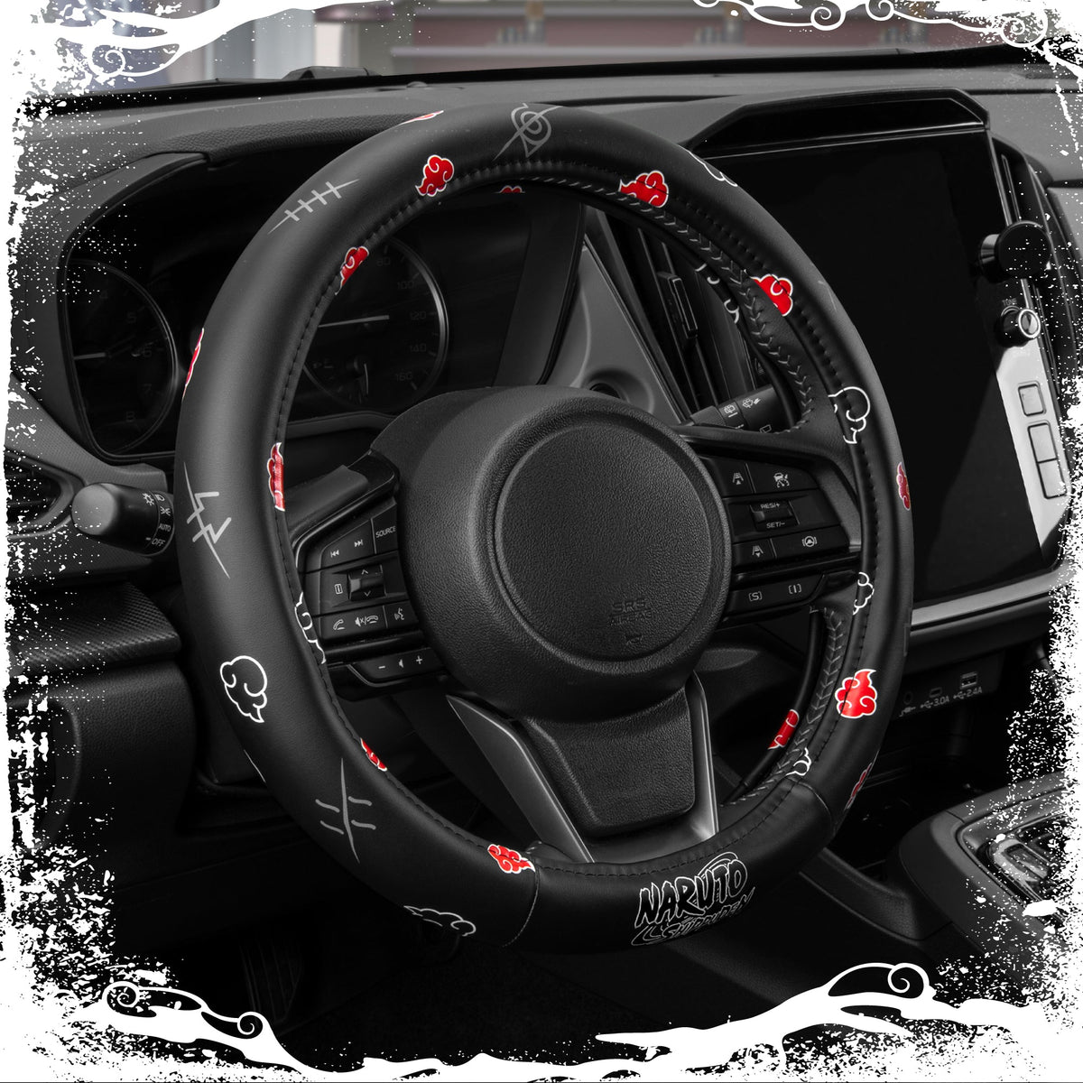 Naruto Shippuden Car Steering Wheel Cover, 15 Inch Anime Steering Wheel Cover, Cushioned Soft Comfortable Cover Anime Car Accessories for Men