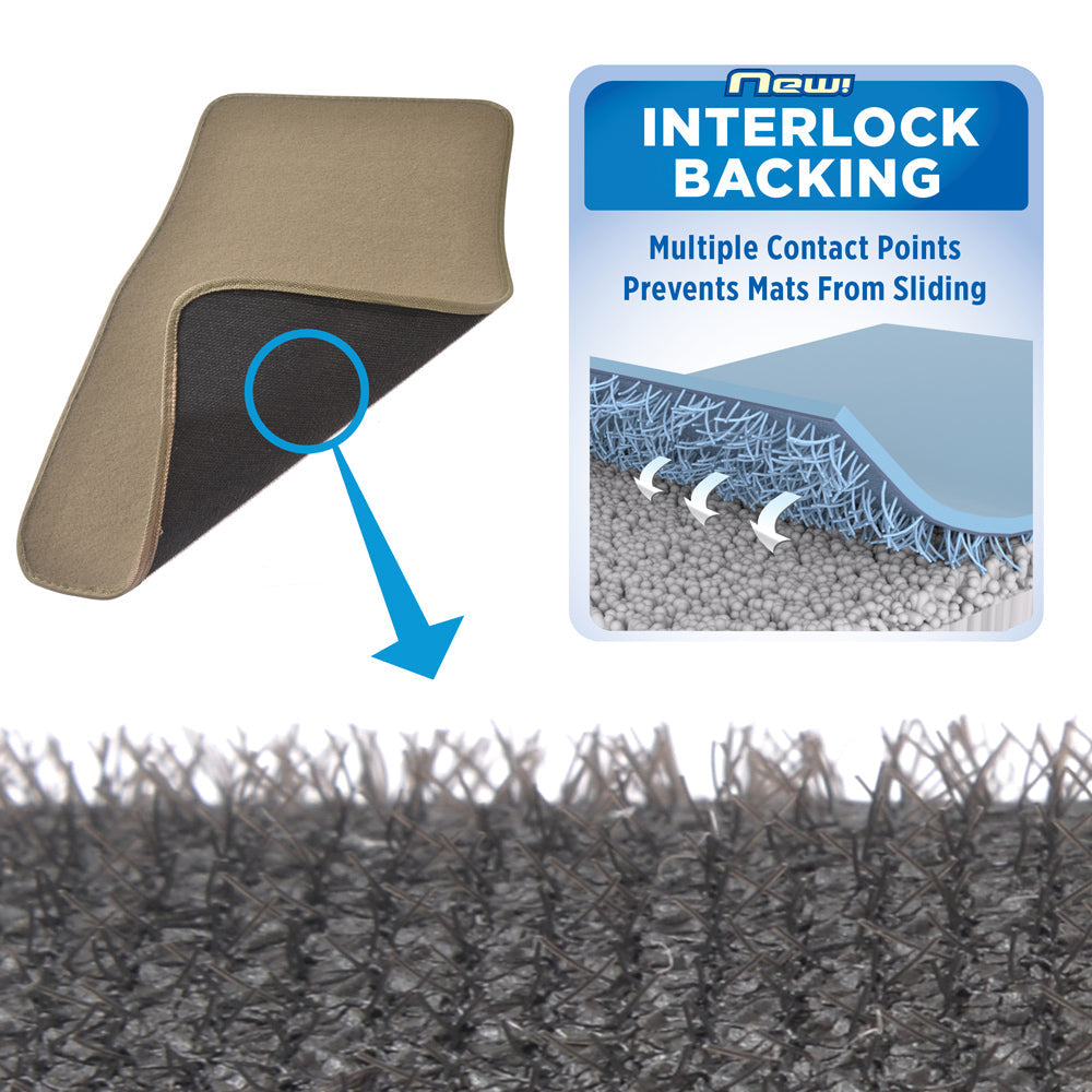 MotorTrend 4-Piece Premium Inter-Lock Backing Carpet Front Floor Mats and Rear Floor Mats - Beige