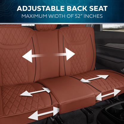 MotorBox 11-Piece Ranch Edition Premium Faux Leather Diamond Stitched Cushion Front Seat Covers and Rear Seat Covers