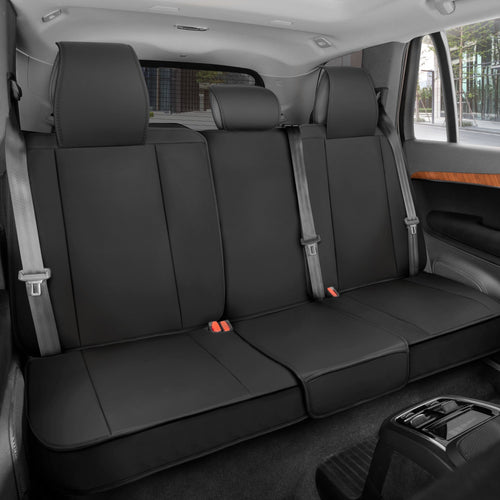 MotorBox Premium Napa Leather Rear Seat Cover – Semi Universal Fit for Most Cars, Truck & SUV – Black Back Seat Protector – Anti-Slip, Durable
