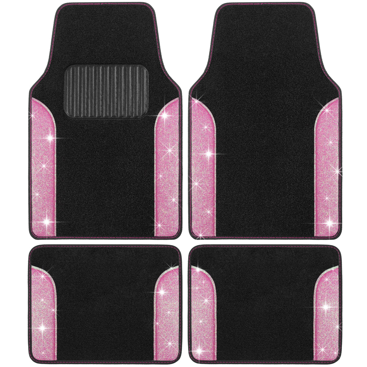 Carbella 4-Piece Sparkle Glitter Front Floor Mats and Rear Floor Mats
