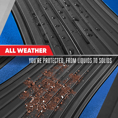 Motor Trend ChromeTech Car Floor Mats Full Set - Durable Rubber Floor Mats for Cars with Two Tone Accent, All Weather Interior Protection for