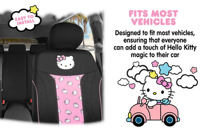 Hello Kitty Car Seat Cover - Cute and Durable Pink Front Seat Cover, Adorable Hello Kitty Design, Comfortable and Long-Lasting Polyester, Car