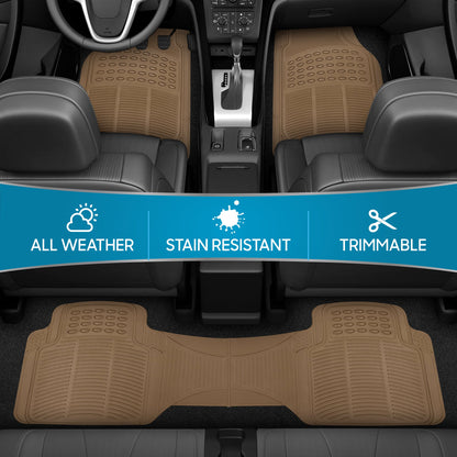 BDK 3-Piece ProLiner Front Floor Mats and Rear Floor Mats - Heavy Duty, All Weather, Trim to Fit