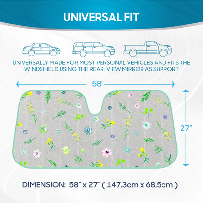 BDK Pastel Flowers Front Windshield Sunshade with Storage Strap (57" x 27")