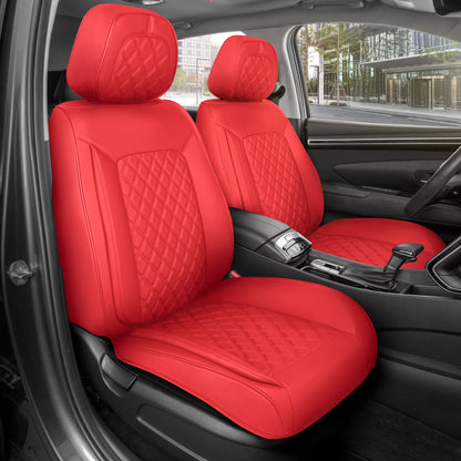 MotorBox Elite Edition Faux Leather Seat Covers for Cars, Trucks, & SUV - 2 Red Car Seat Covers for Front Seats - Universal Fit Car Accessories