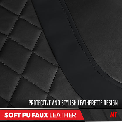 Motor Trend Faux Leather Seat Covers For Trucks, Cars, & SUV - Front Black Car Seat Cover Set - Universal Fit For Most Automotives - Forros Para