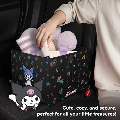 Sanrio Kuromi Car Trunk Organizer and Storage Bin - Collapsible Compartment, Heavy Duty, Fold Up for Easy Storage, Automotive Seat Cargo for