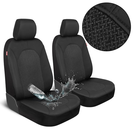 Motor Trend Black Car Seat Covers Set - 2 Front Seats – Spill-Proof Neoprene CarSeat Cover Protector for Cars – Automotive Car Accessories