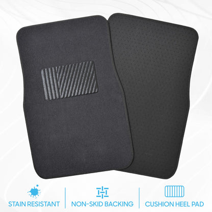 BDK 4-Piece Premium Carpet Non-Slip Heel Pad Front Floor Mats and Rear Floor Mats