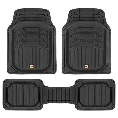 CAT 3-Piece Deep Dish Front Floor Mats and Rear Floor Mats - Heavy Duty, All Weather, Trim to Fit