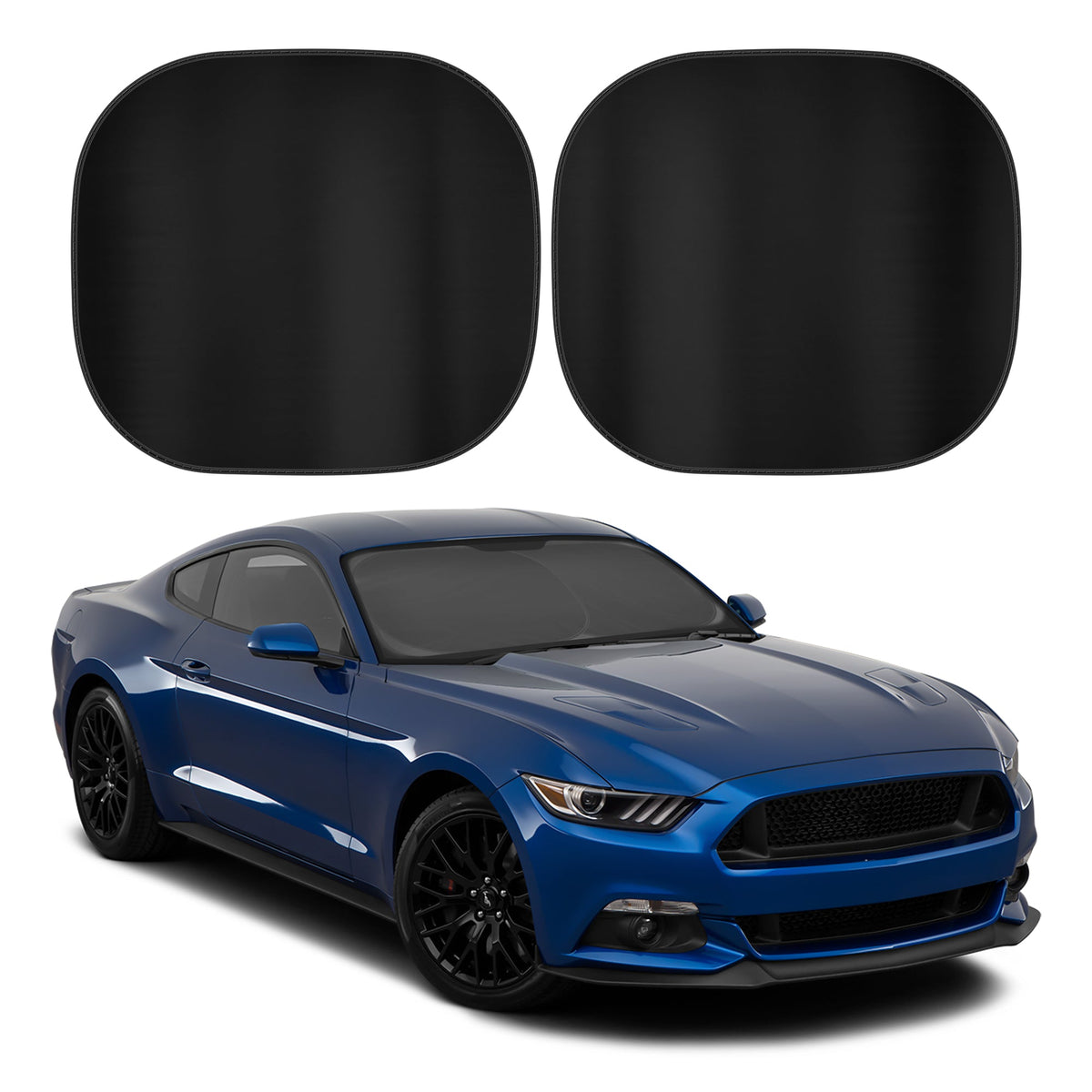 Carbella 2PC Black Car Windshield Sun Shade - Car Accessories Sunshade for Windshield - Blocks UV Rays Sun Visor for Window Protector - Easy