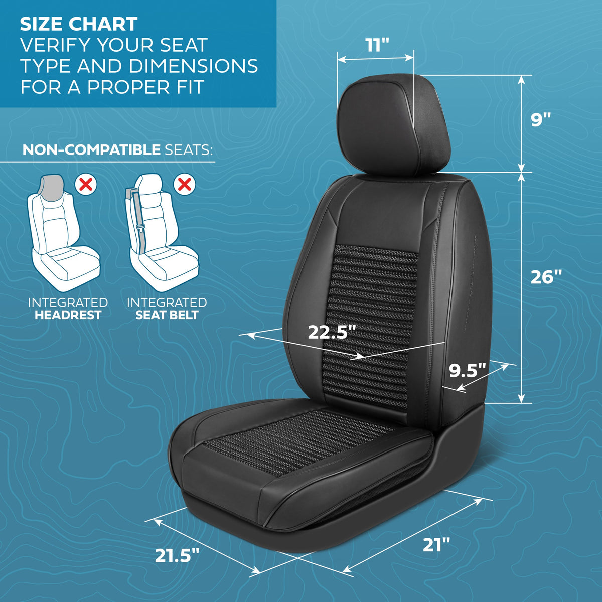 MotorBox Elite Edition Faux Leather & All Weather Wicker Seat Covers for Cars, Trucks, & SUV - 2 Black Car Seat Covers for Front Seats