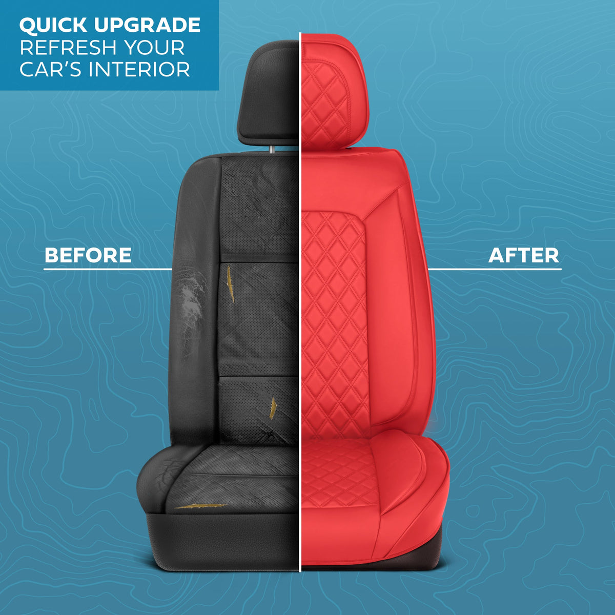 MotorBox Elite Edition Faux Leather Seat Covers for Cars, Trucks, & SUV - 2 Red Car Seat Covers for Front Seats - Universal Fit Car Accessories
