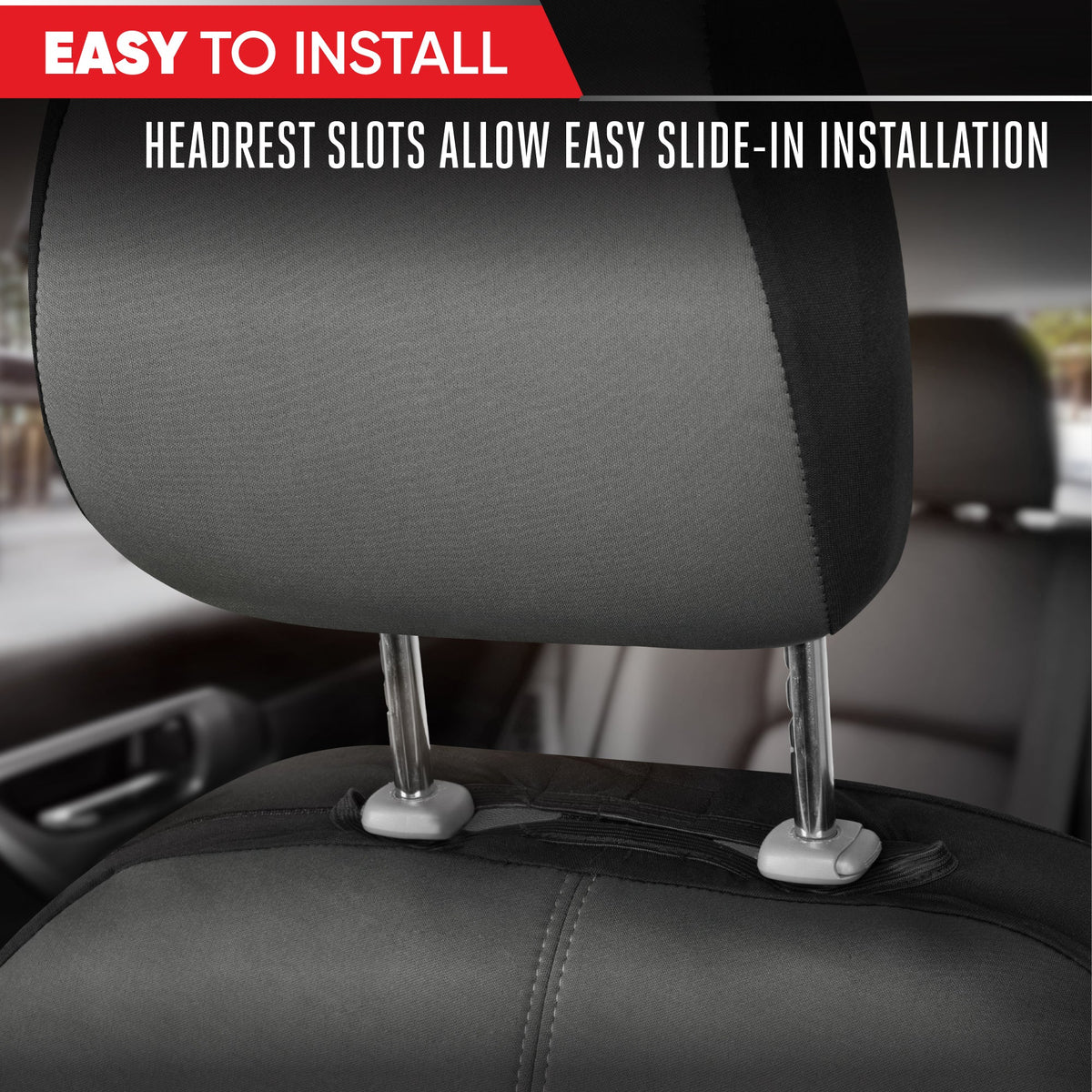 Motor Trend Charcoal Gray Car Seat Covers Set - 2 Front Seats – Spill-Proof Neoprene CarSeat Cover Protector for Cars – Automotive Interior Car