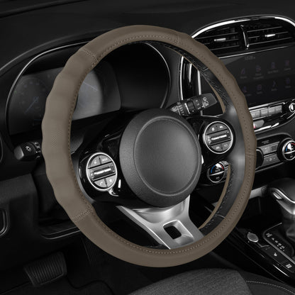MotorTrend SoftTouch Advanced Traction Grip Steering Wheel Cover (Fits 14.5" - 15.5") - Beige
