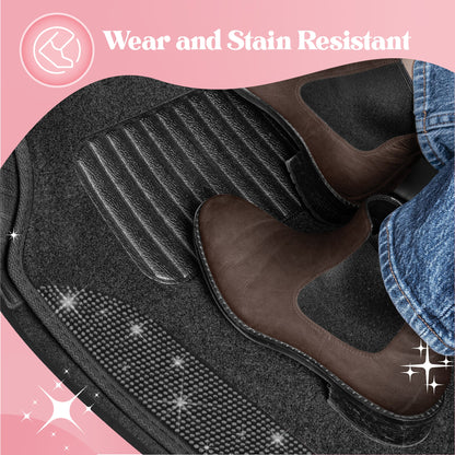 Carbella 4-Piece Black Diamond Crystals Front  Floor Mats and Rear Floor Mats