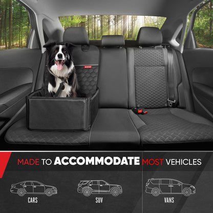 Motor Trend Dog Car Seat - 2 in 1 Waterproof Foldable Bucket Style Truck Dog Booster for Medium Size and Small Dogs – Pet Car Protector & Pet