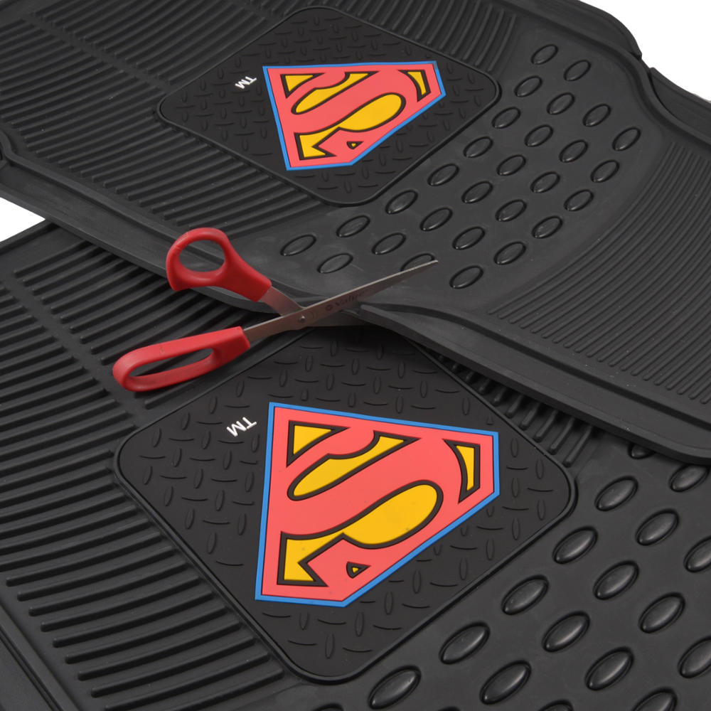BDK Armored Super Hero Car Floor Mats - Officially Licensed DC Comics - All Weather Heavy Duty Auto Interior Liners for Car Truck Van SUV