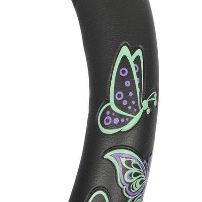 BDK GripGrab Comfort Grip Purple/Green Butterflies Steering Wheel Cover (Fits 14.5" 15.5")