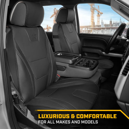 CAT® Edge Deluxe Car Seat Covers for Front Seats - Premium Two-Tone Faux Leather Seat Covers for Cars with Universal Fit, Rugged Automotive Seat