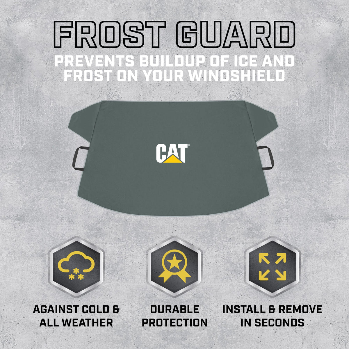 Cat® Windshield Snow Cover, Toughest Car Frost Protector for Ice & Sleet, Weatherproof for Winter, Includes Anti-Theft Straps, Freeze Protector
