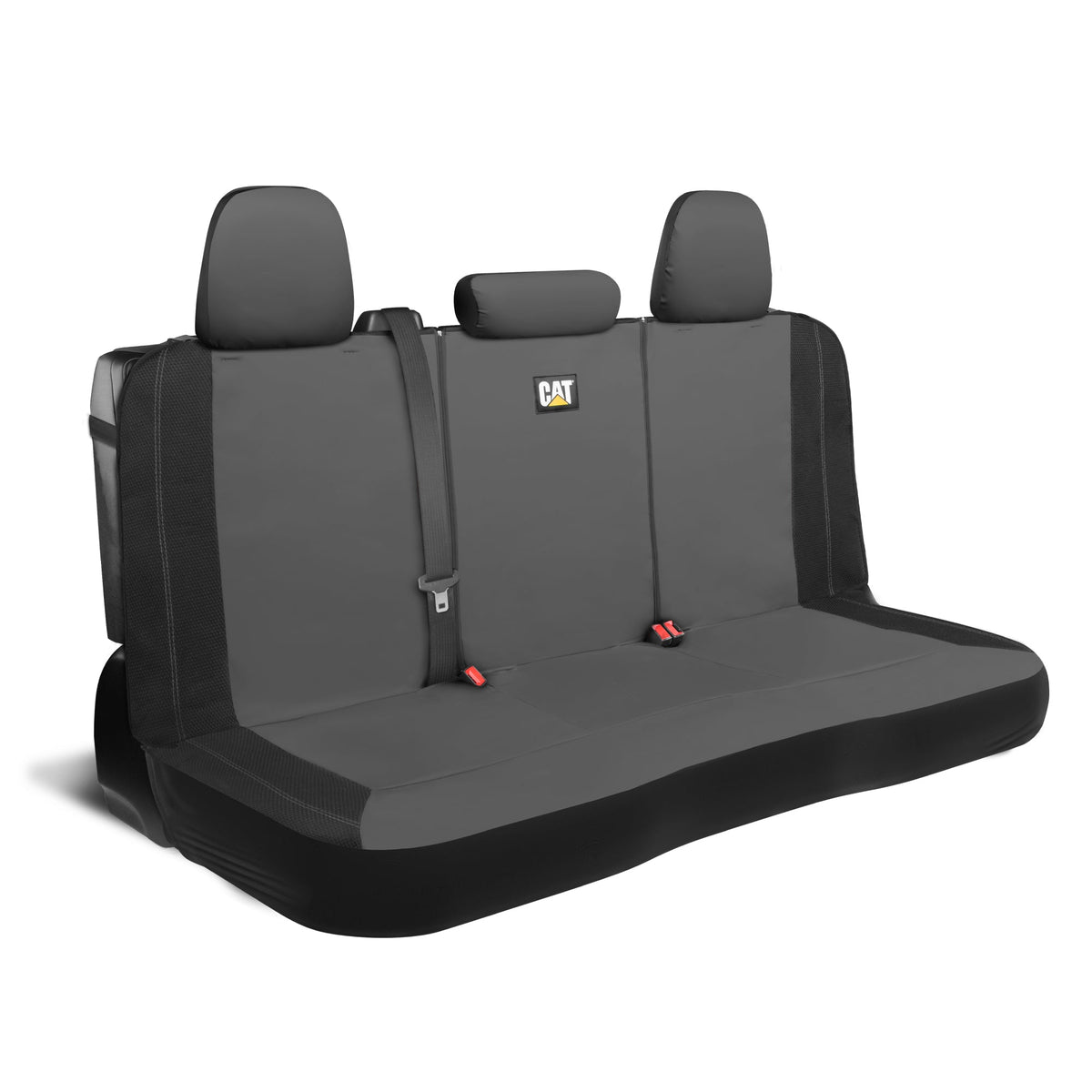 CAT PU Leather Rear Bench Seat Cover – Gray, 60/40 Split Fit for Cars, Trucks, SUVs – Waterproof, Scratch-Resistant, Semi-Universal Fit Rear Seat