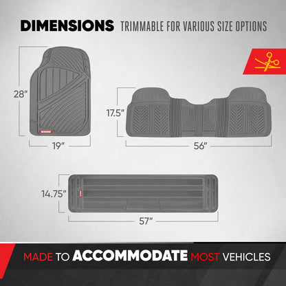 MotorTrend 4-Piece 3-Rows Extra-High Ridgeline Front Floor Mats, Middle Floor Mat, and Rear Floor Mat