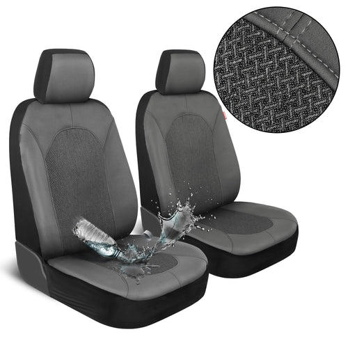 Motor Trend Charcoal Gray Car Seat Covers Set - 2 Front Seats – Spill-Proof Neoprene CarSeat Cover Protector for Cars – Automotive Interior Car