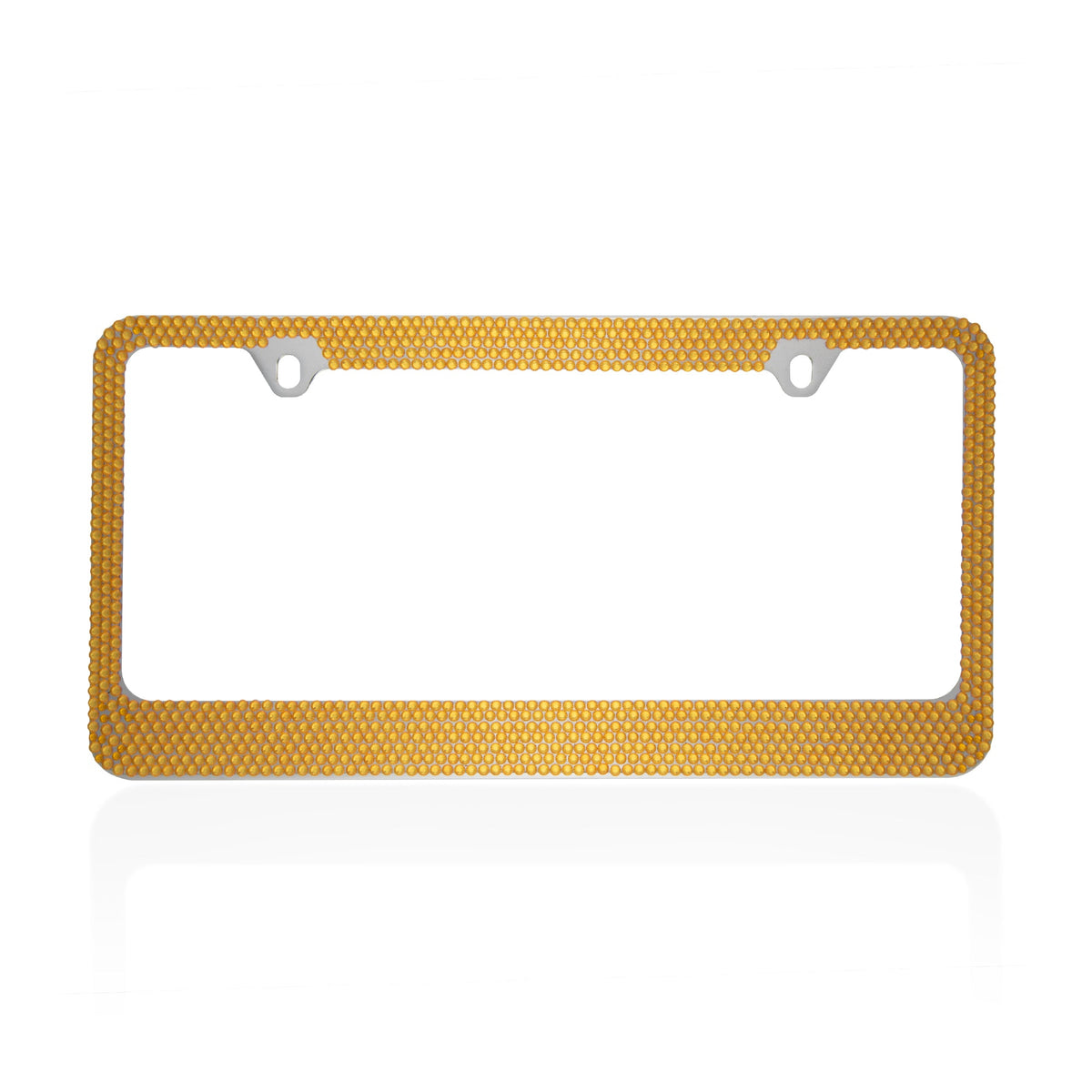 BDK Single Stainless Steel Rhinestone Crystal License Plate Frame - Standard Size (12.25" x 6.25") - 1-Pack Gold Bling