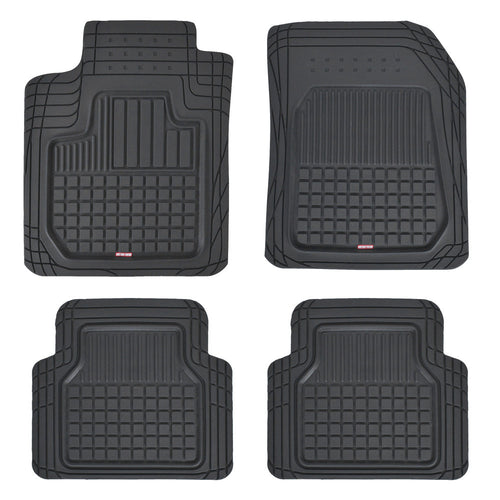 MotorTrend 4-Piece FlexTough Deep Dish Hybrid Groove Front Floor Mats and Rear Floor Mats - Heavy Duty, All Weather, Trim to Fit
