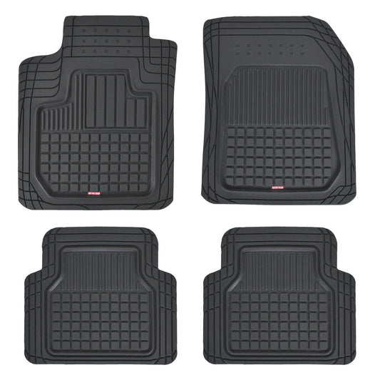 MotorTrend 4-Piece FlexTough Deep Dish Hybrid Groove Front Floor Mats and Rear Floor Mats - Heavy Duty, All Weather, Trim to Fit