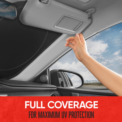 Motor Trend 1 Piece Pop-Up Auto Shade, Universal Car Windshield Sun Shade for Front Window, Collapsible Foldable Sunshade for Car Windshield
