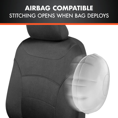 BDK carXS Turismo Car Seat Covers Full Set, Beige Two-Tone Front Seat Covers with Split Rear Bench Back Seat Cover, Automotive Seat Covers for