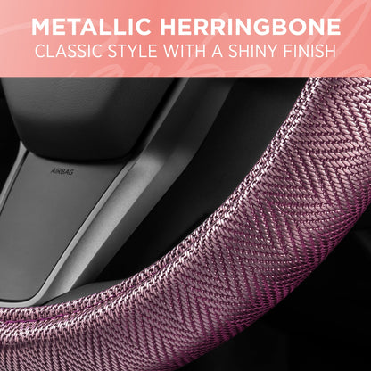Carbella Purple Herringbone Steering Wheel Cover (Fits 14.5" - 15.5")