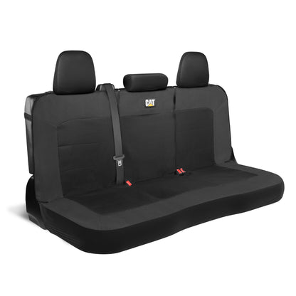 Cat Flexfit Black Rear Seat Cover for Car - Durable Canvas & Mesh Design 60/40 Split Bench Protector for Cars, Trucks & SUVs - Back Seat Cover