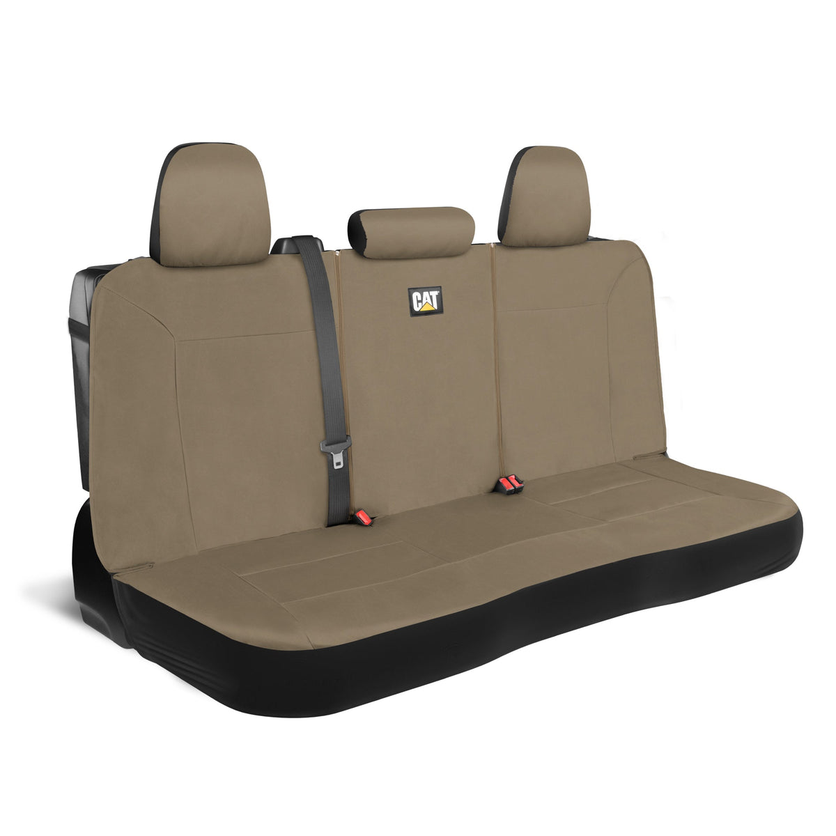 CAT Beige Rear Seat Cover for Trucks, Cars & SUVs – Heavy-Duty Oxford Canvas – 60/40 Split Bench Protector – Durable Back Seat Cover for Work