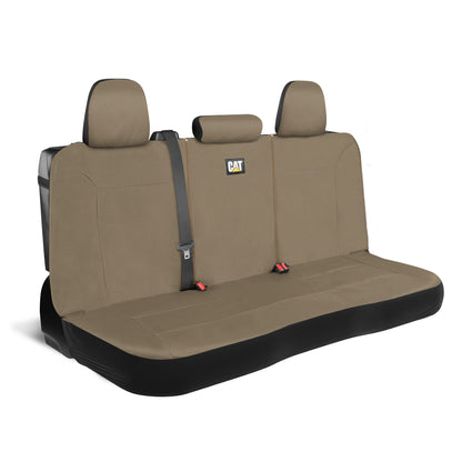 CAT Beige Rear Seat Cover for Trucks, Cars & SUVs – Heavy-Duty Oxford Canvas – 60/40 Split Bench Protector – Durable Back Seat Cover for Work