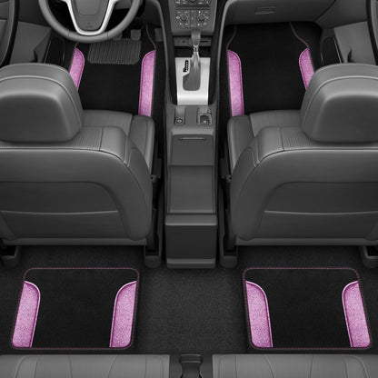 Carbella 4-Piece Sparkle Glitter Front Floor Mats and Rear Floor Mats