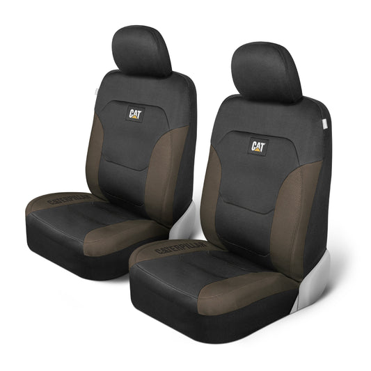 Cat® FlexFit™ Black Beige Seat Covers for Cars, Trucks, & SUV - Set of (2) Front Car Seat Cover Front Seat Protectors - Airbag Compatible Seat