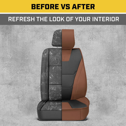 CAT® Edge Deluxe Car Seat Covers for Front Seats - Premium Two-Tone Faux Leather Seat Covers for Cars with Universal Fit, Rugged Automotive Seat