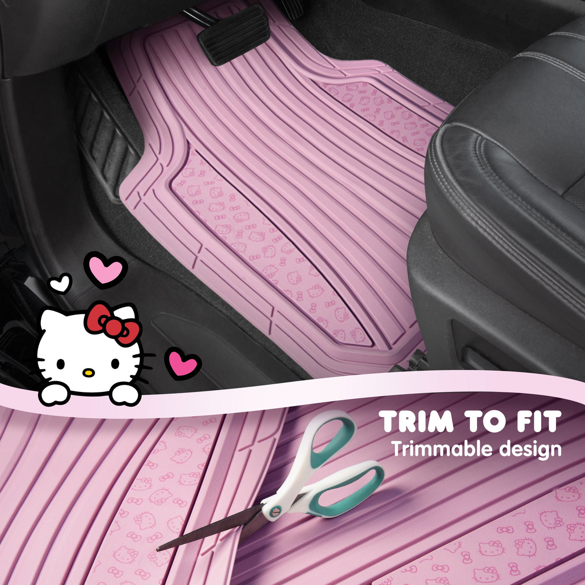 Hello Kitty Car Mats 4pc Floor Mats for Cars Trucks SUVs Pink Car Floor Mats for Women Men Accessories Rubber Heavy Duty Cute Non-Slip Always