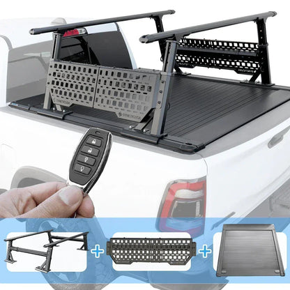 SYNETICUSA [2-in-1 Bundle] Toyota Tacoma Retractable Tonneau Cover w/ Rack System
